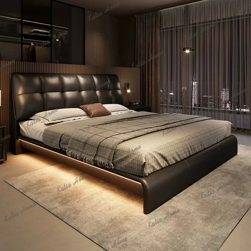 FG  150x200cm 180x200cm Italian style minimalist leather modern minimalist double bed bedroom beds and bed frames furniture