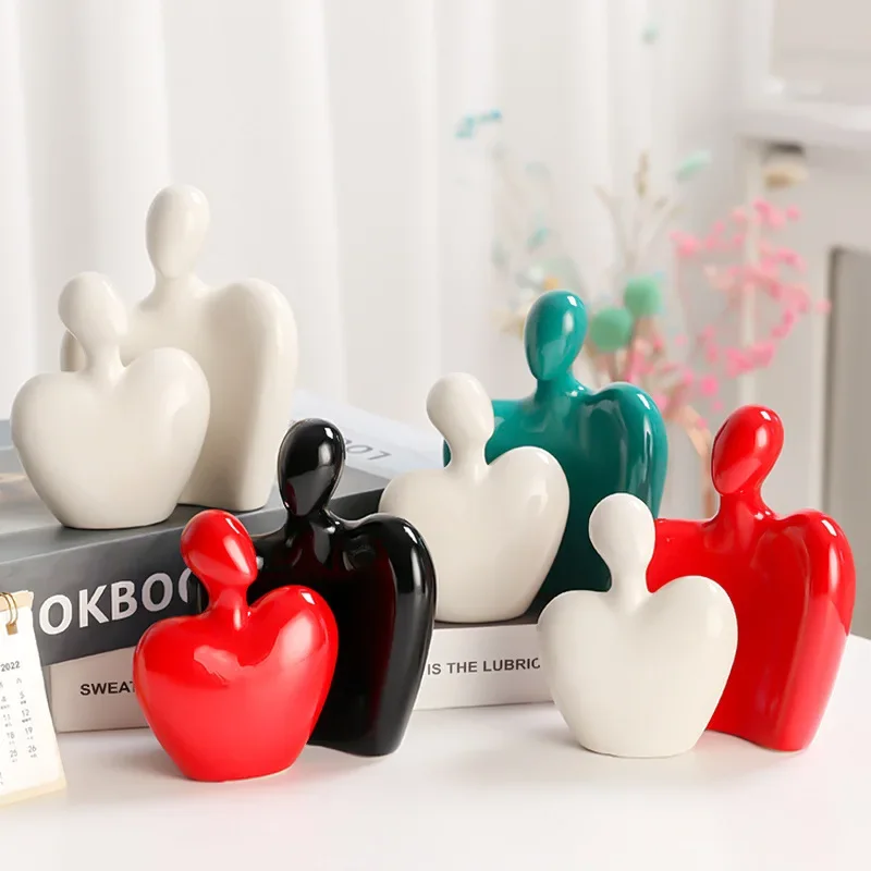 Ceramic Sculpture Abstract Character Room Decoration Color Couple Porcelain Crafts