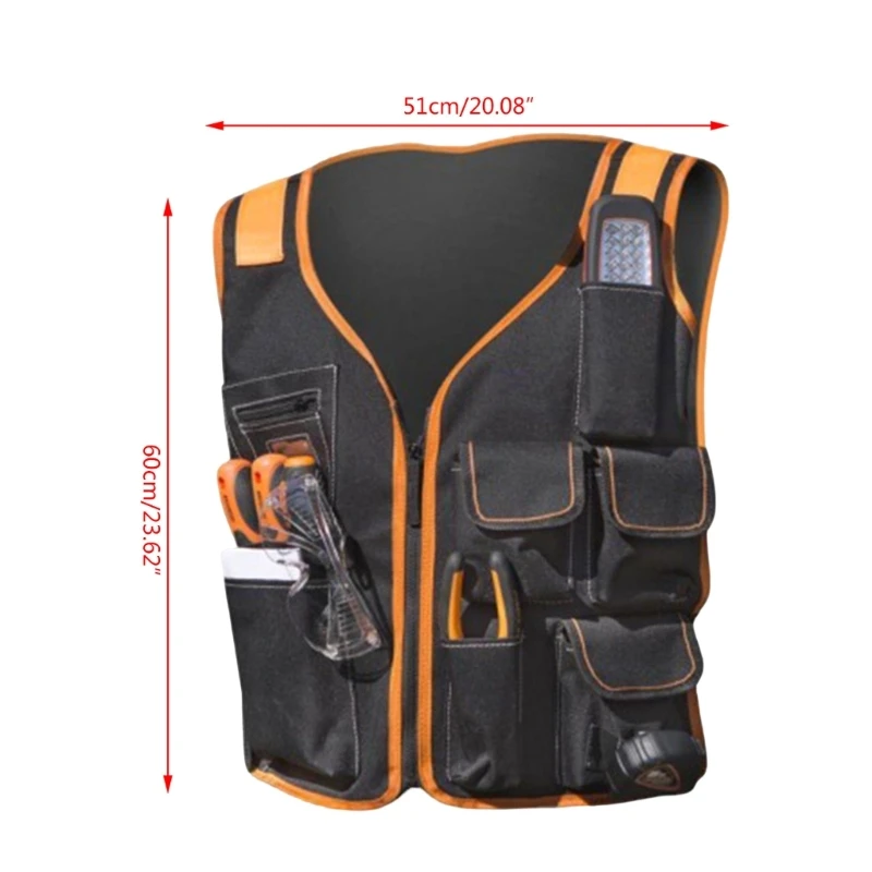 Safety Work Vest Tool Vest Maintenance Kit Multi-Pocket Vest Oxford Cloth Work Vest with Multi-Pockets Tool Holders