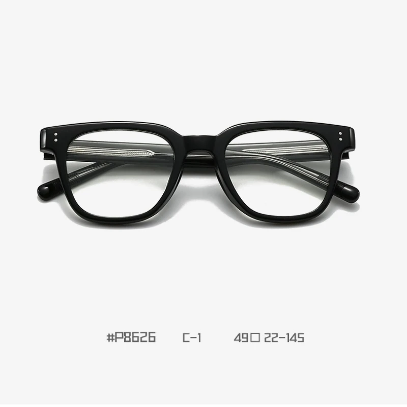 GJ OPTICIAN New Plastic Titanium Square Rice Nail Prescription Glasses Fashion Retro Anti Blue Light Progressive Myopia Glasses