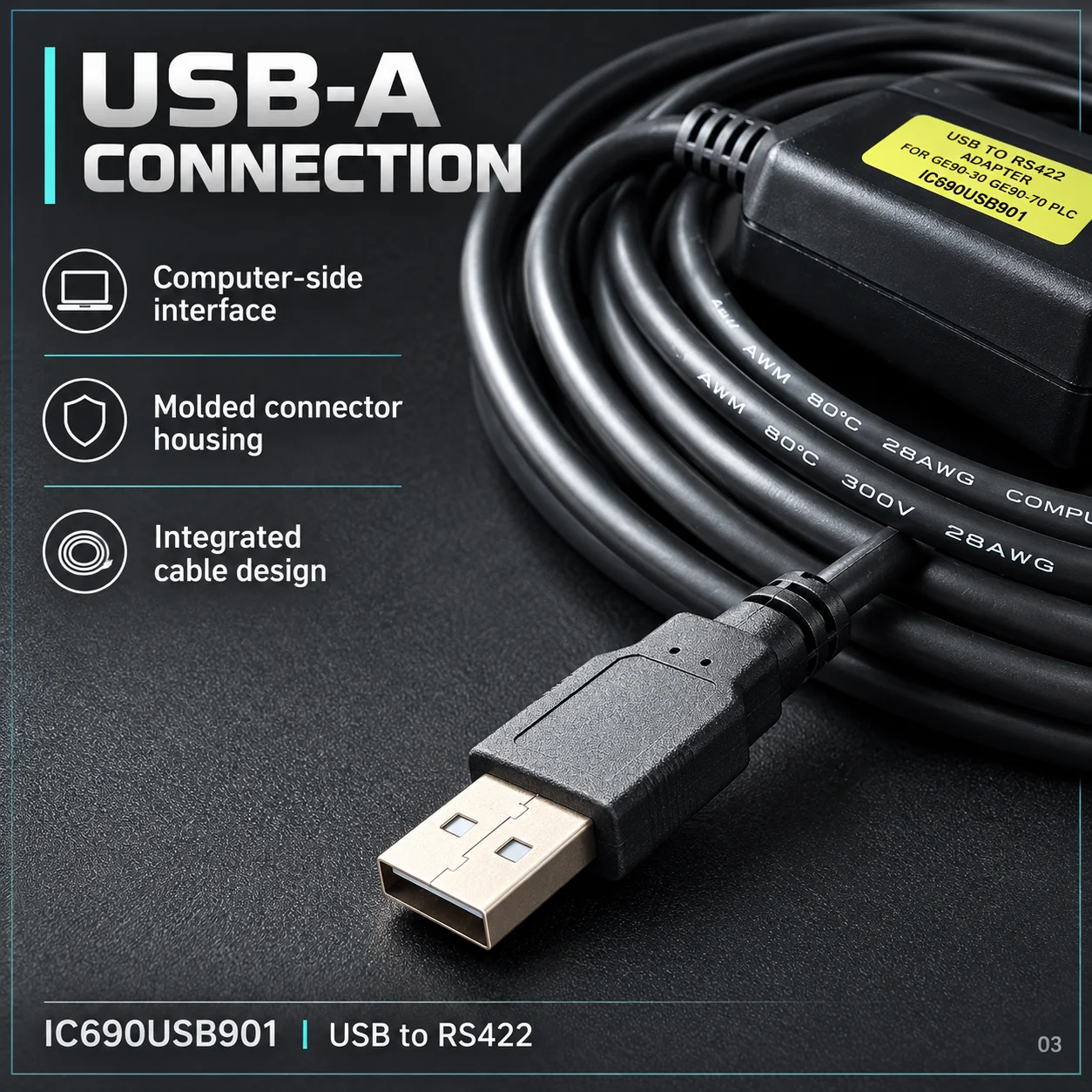 IC690USB901 USB to DB15 Programming Cable 3M for GE 90-30 90-70 PLC Program Upload Download Data Transfer