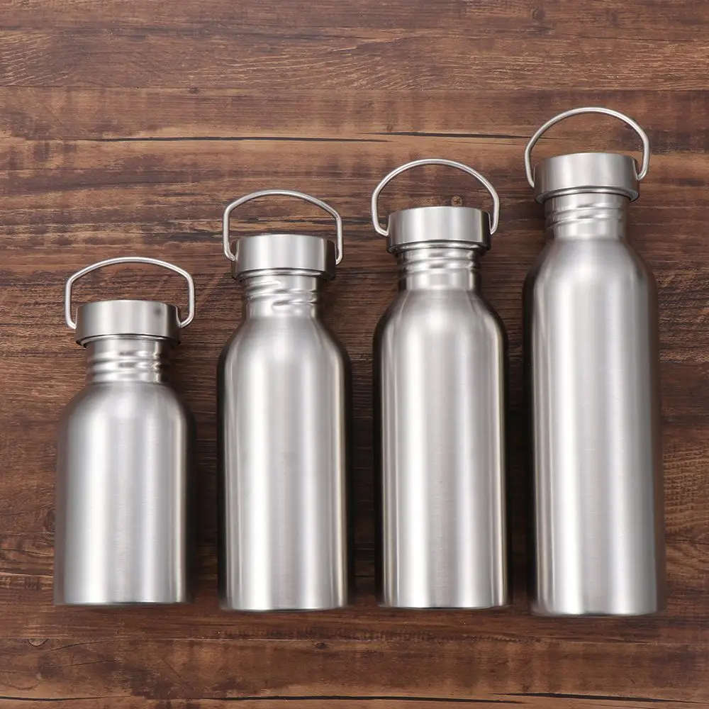 

Leak-Proof Sports Fitness Single Walled Stainless Steel Water Bottle Metal Flask Bicycle Water Bottles