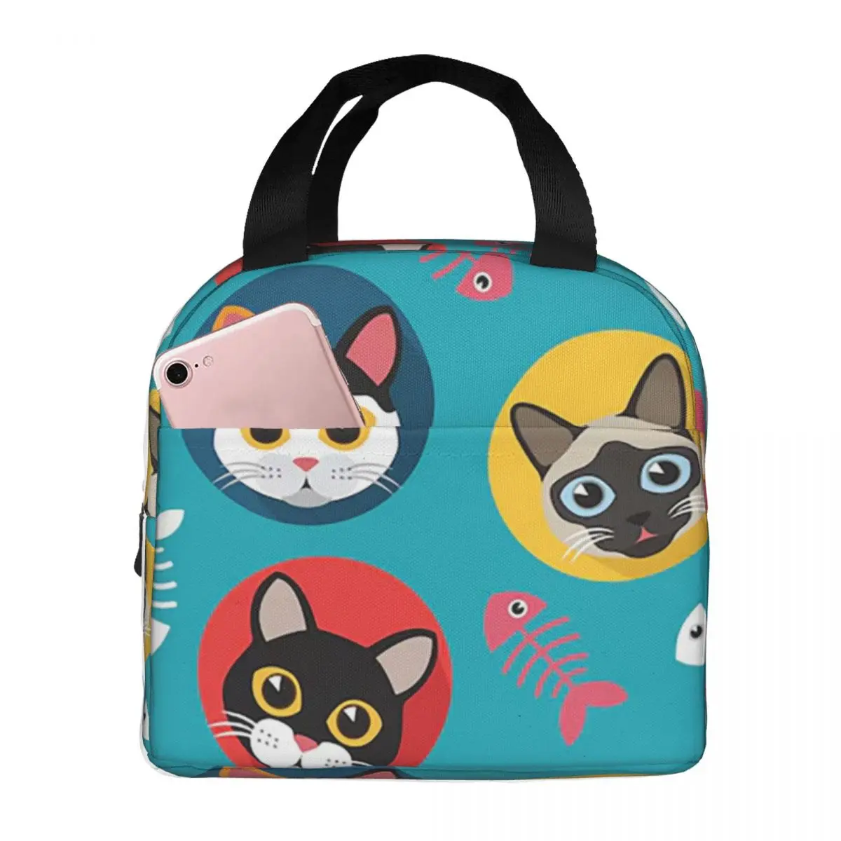

Cute Cat Insulated Lunch Bag for Women Office Cooler Thermal Food Box Tote Portable Lunch Boxes Container