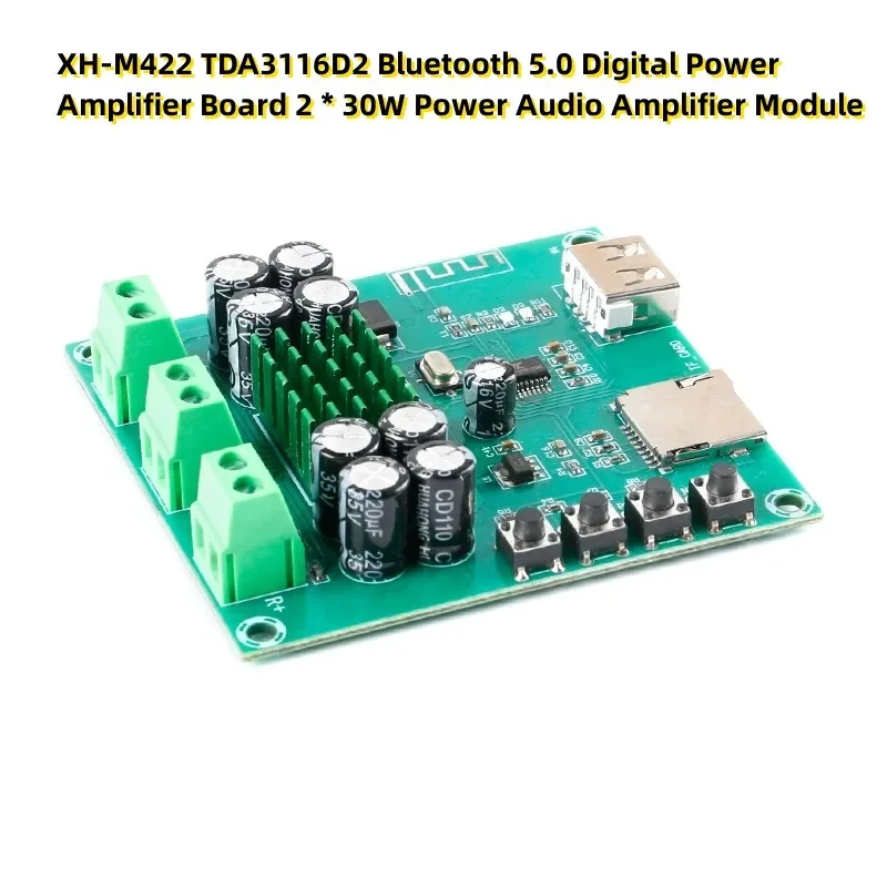 XH-M422 TDA3116D2 Bluetooth 5.0 Digital Power Amplifier Board 2 * 30W Power Audio Amplifier Module