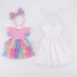 Wedding Dress Doll Clothes for 18inch American Doll & 43Cm Baby Doll,Colorful Gauze Skirt,Our Generation Baby Girl's Gift