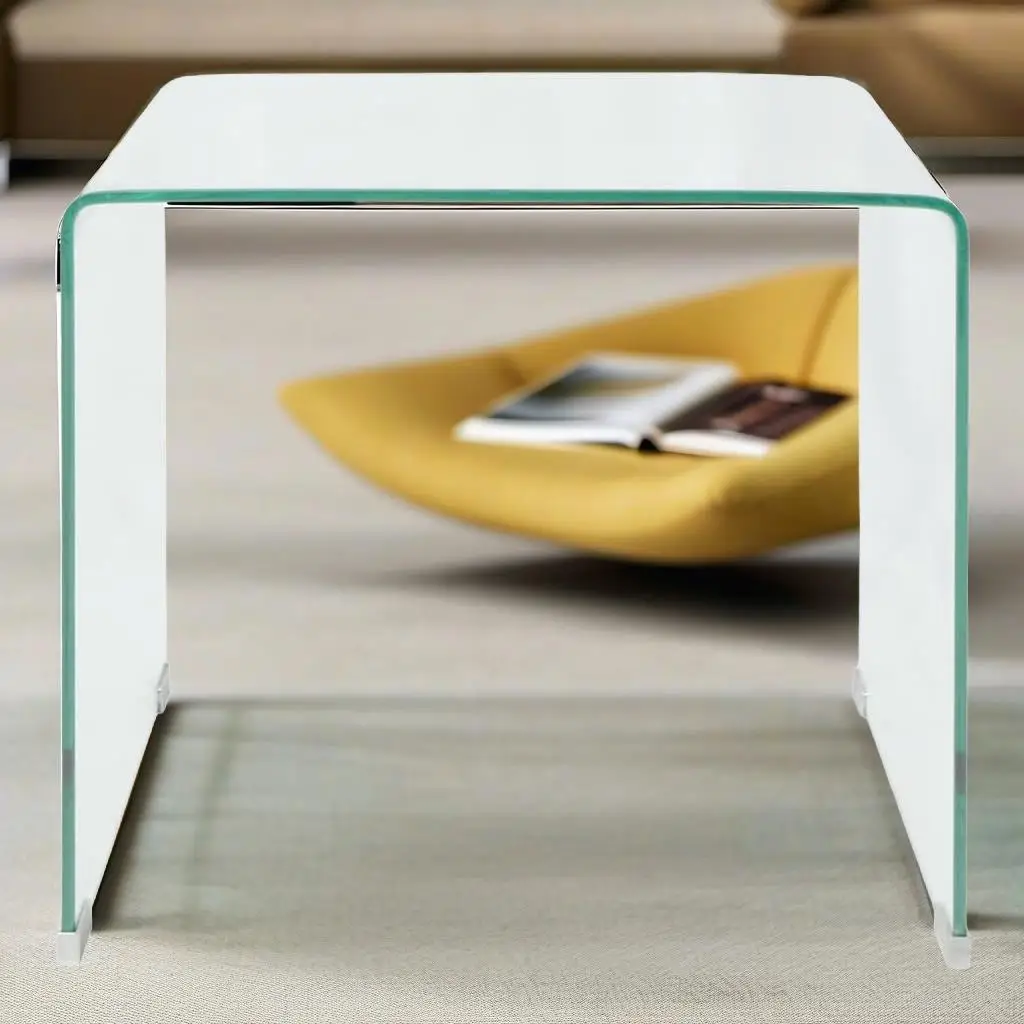 Clear Tempered Glass Coffee Table 19.5x19.7x17.7 Modern Design for Living Room