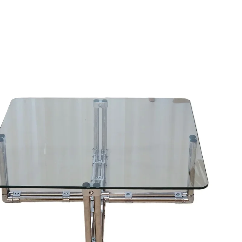 

Household stainless steel coffee table glass coffee table designer transparent square