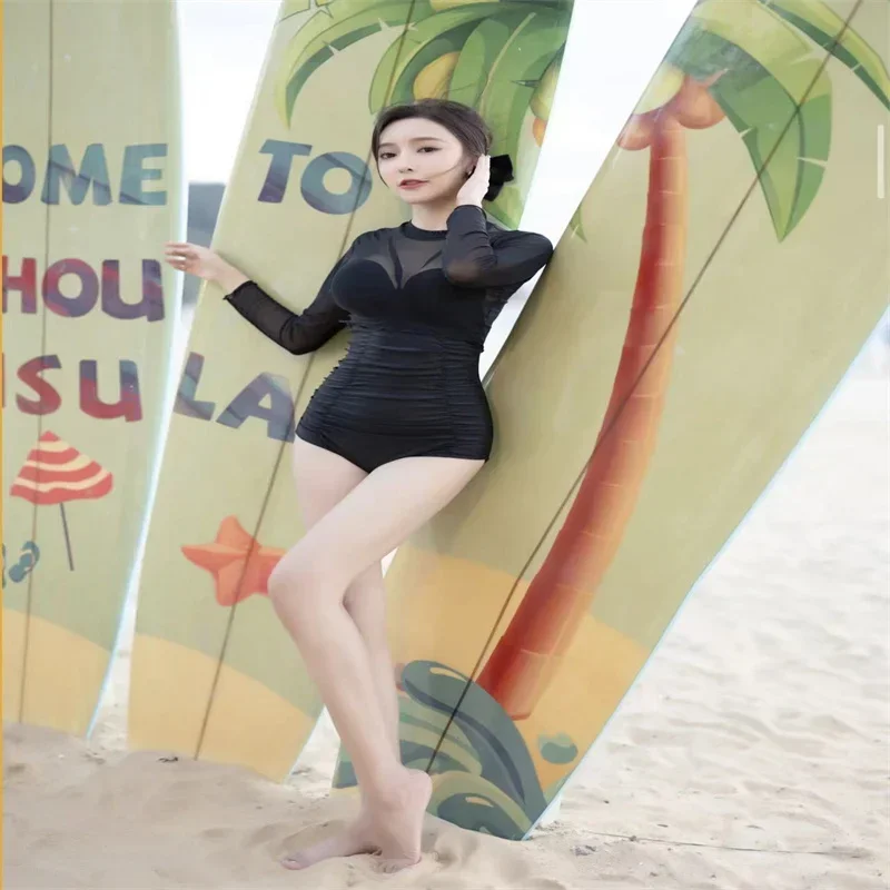 2025水着 レディース セクシー ビキニ 細見え レース 長袖 スチールリング ギャザー 水着 ビーチ リゾート ホテル 温泉