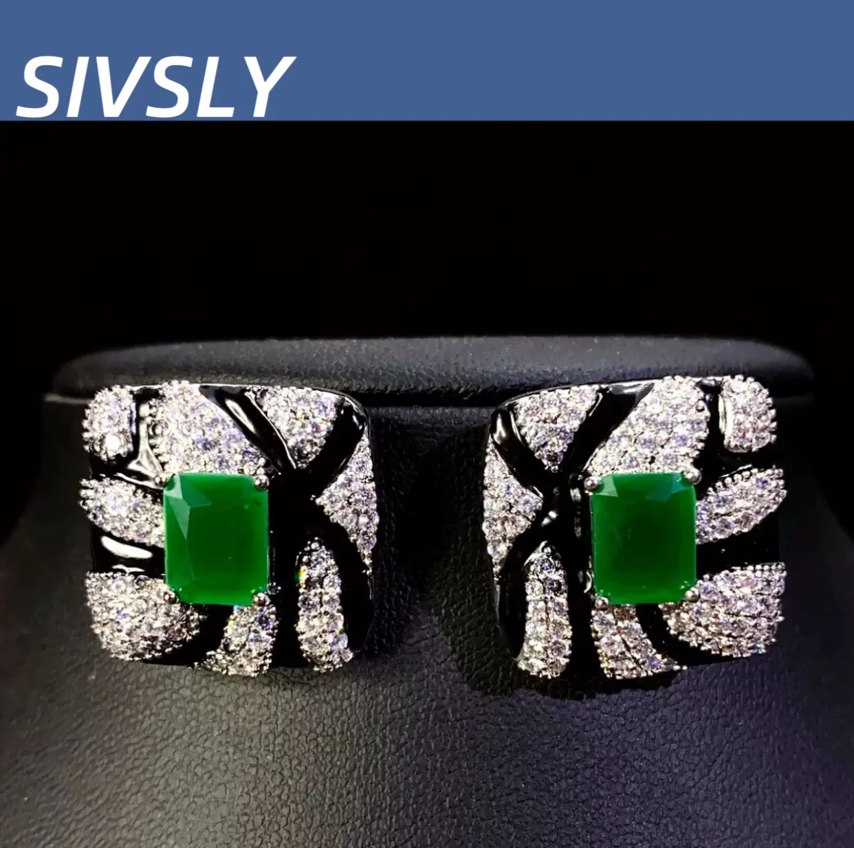 

High-quality artistic earring with hand-set zirconium hot sale model, simple French retro and versatile high-end earring