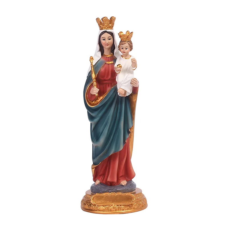 Mother Mary Statue Resin  Virgin Mary Holding Jesus Figure Renaissance Religious Home Decor Gift