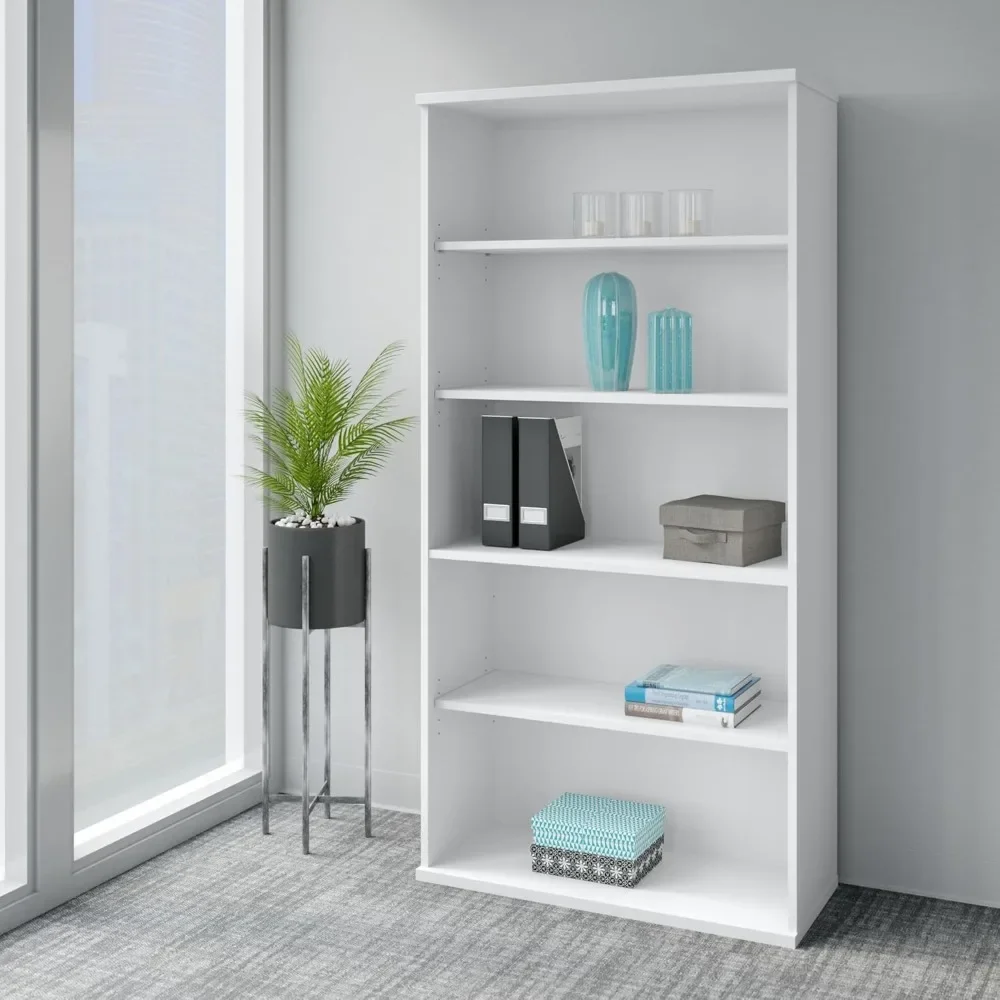 5-Shelf 73-Inch H Bookcase, White