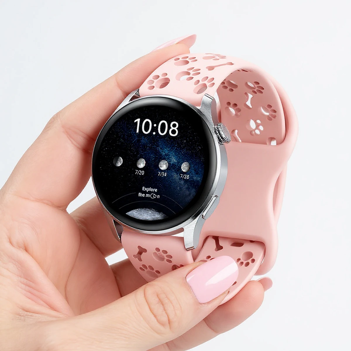 Pulseira de Silicone com Estampa de Pata de Cachorro para Samsung Galaxy Watch 7 6 5 4 Classic, compatível com Amazfit GTR, Huawei, Xiaomi e Garmin