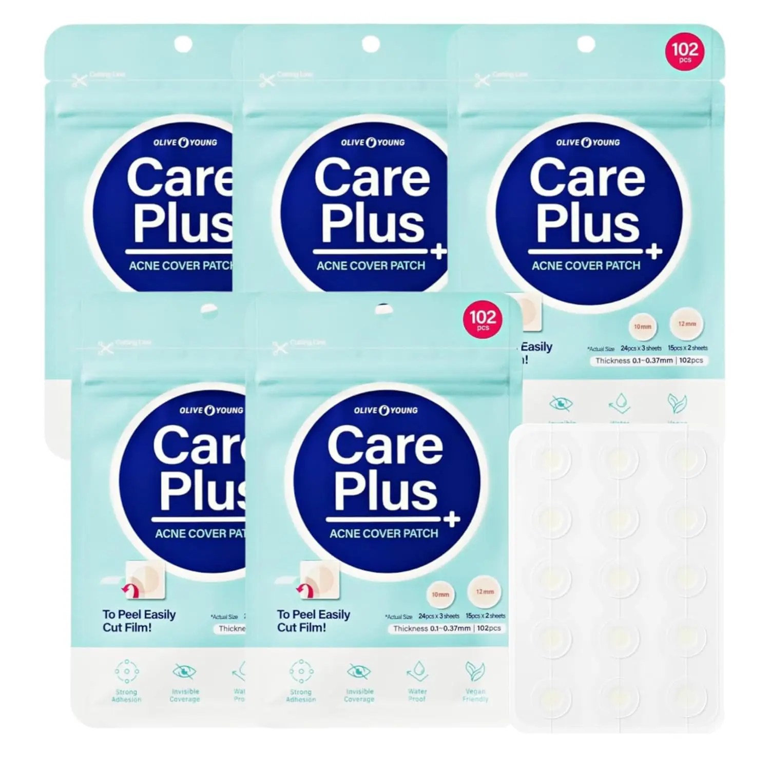 

Гидроколлоидные патчи от прыщей и угрей, 5 упаковок по 10 штук для ухода за кожей