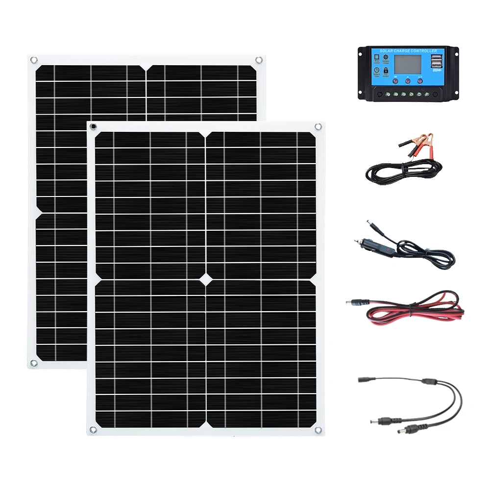 

Solar panel kit and 50W flexible solar panels with Regulator Controller 12 volt high efficiency 5V 12V battery charger module