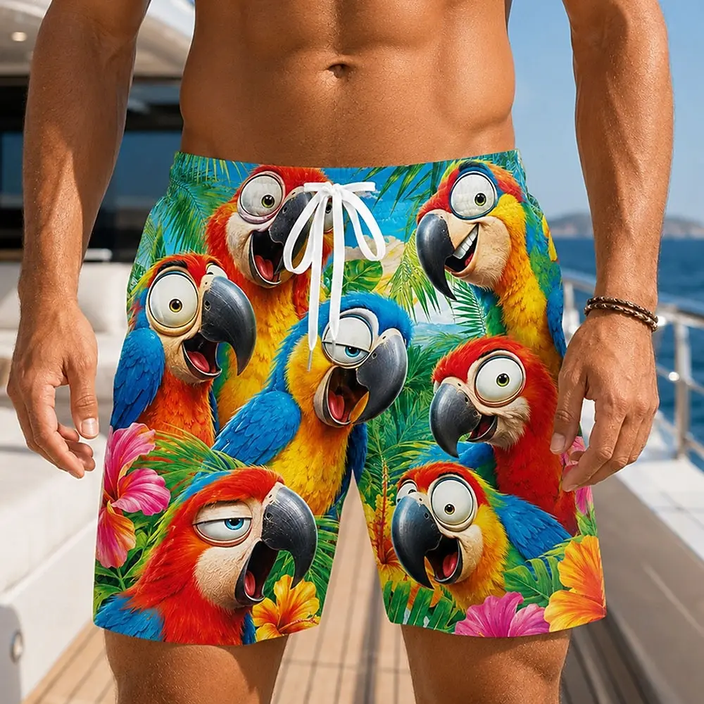 Fashion Printed Men Casual Shorts Daily Summer Daily Male Bottom Elastic Waist Daily Holiday Basic Short Pants