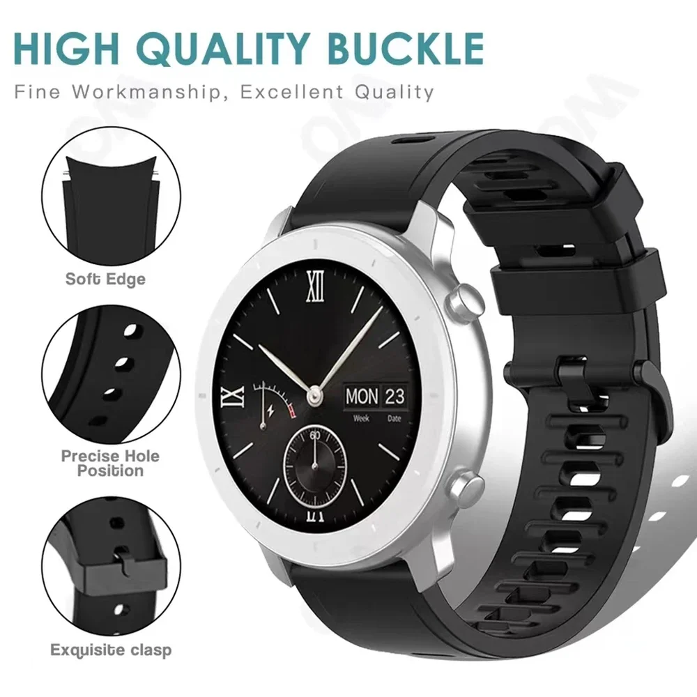 Силиконовый ремешок 20 мм 22 мм для Amazfit GTR 4 3/GTS 4 3, браслет для Samsung Galaxy Watch 7 6 5 4/Huawei Watch 4/3/GT5-4 46 мм ремешок