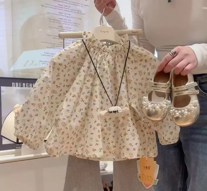 Bluse Langarm Druck Umlegekragen Neue Mode Lässig Süß Niedlich Reizend Schöne Frühling Herbst Kinder Kinder für Mädchen – Detail 2