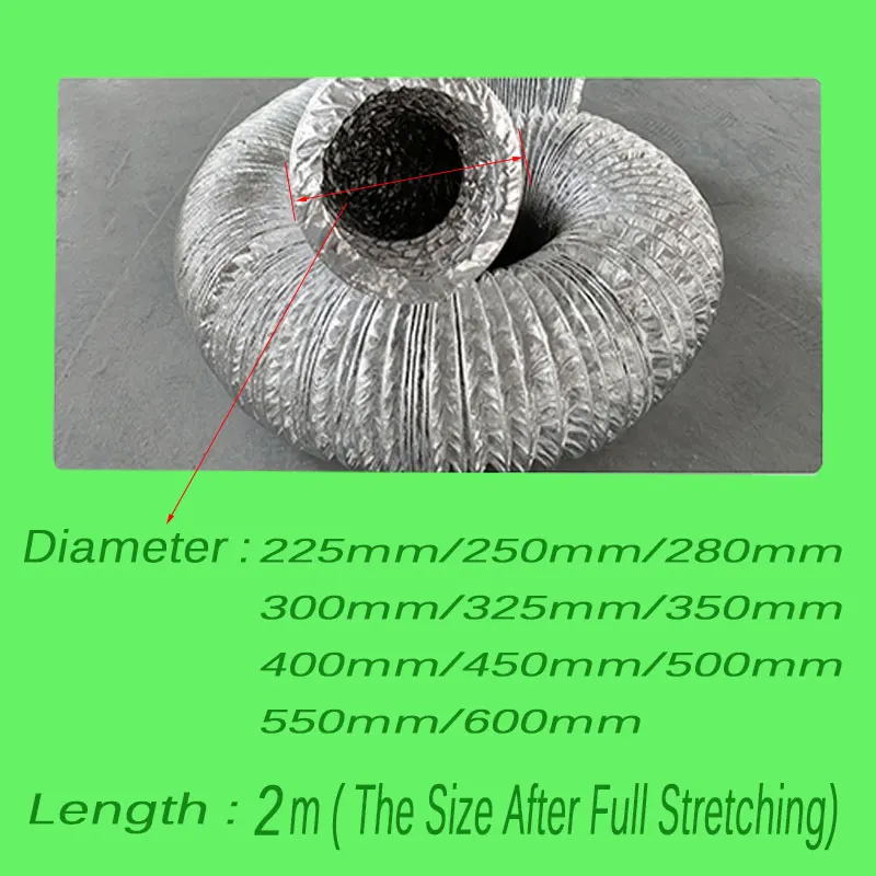 1 Pcs Diameter 225-600mm Exhaust Pipe Of Range Hood Aluminum Foil Ventilation  For  Kitchen Range Hood Parts