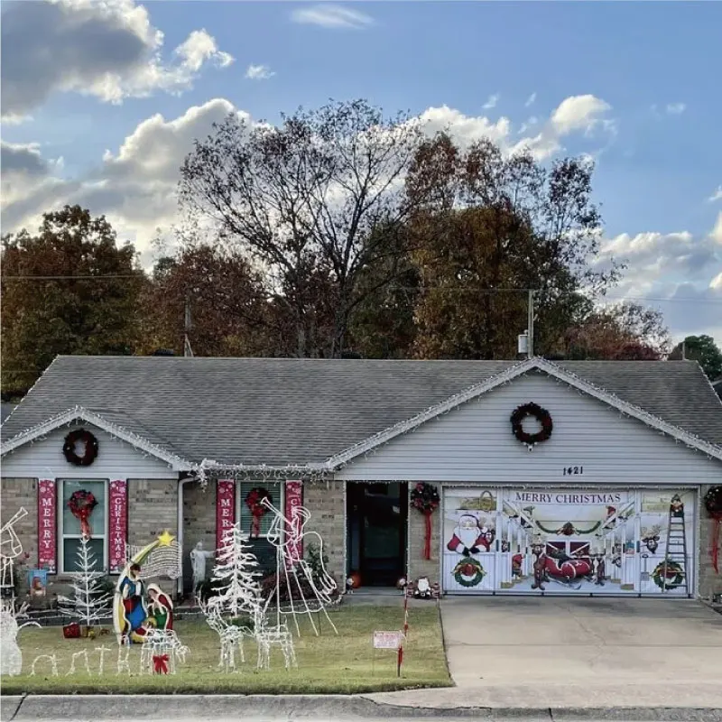 DD 7x8ft No.29-33 Garage Door Banner Christmas 7 X 8 Garage Banner Outdoor Banner Vinyl Christmas Banner Outdoor New Year Banner