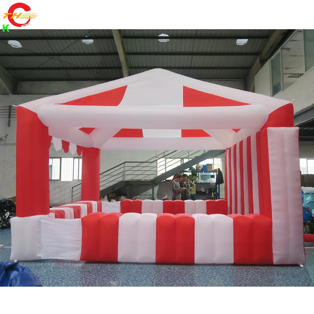 Tienda de campaña inflable para carnaval, hinchable, soplador de aire gratis, color rojo y blanco, 4x4m