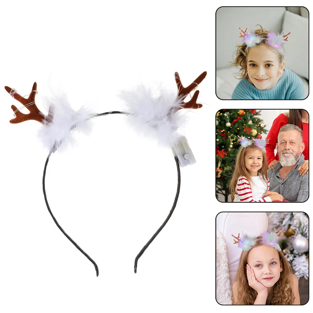 6 Pcs Luminous Antler Headband Adult Costume Xmas Hair Hoops Halloween Chic Headdress Plastic Creative Baby Hairband