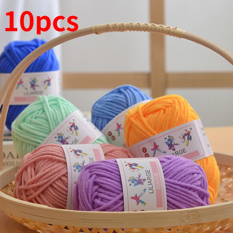 

10pc Milk Sweet Soft Cotton Baby Knitting Wool Yarn Thick Yarn Fiber Hand Knitting Wool Crochet Yarn for DIY Sweater 25g