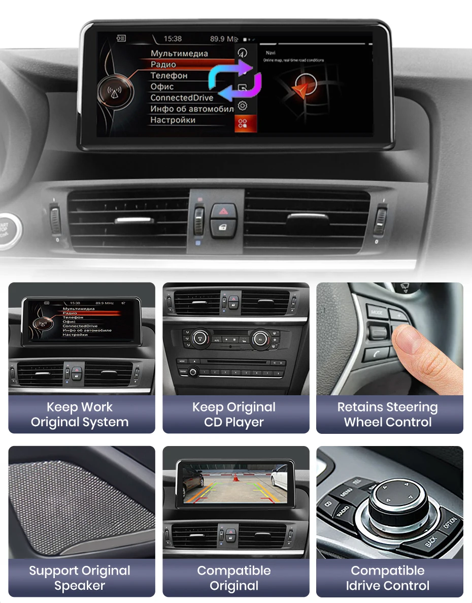 Junsun 8,8'' & 10,25'' Für Apple Wireless CarPlay Android Auto Autoradio Für BMW X3 F25 X4 F26 2011-2017 GPS-Navigation Multimedia-Player Touchscreen – Detail 14