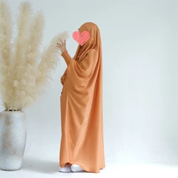 Musulmano bambini ragazze Hijab vestito Eid con cappuccio Overhead Dress Abaya Islam preghiera indumento abbigliamento arabo Robe Khimar Robe Eid Ramadan