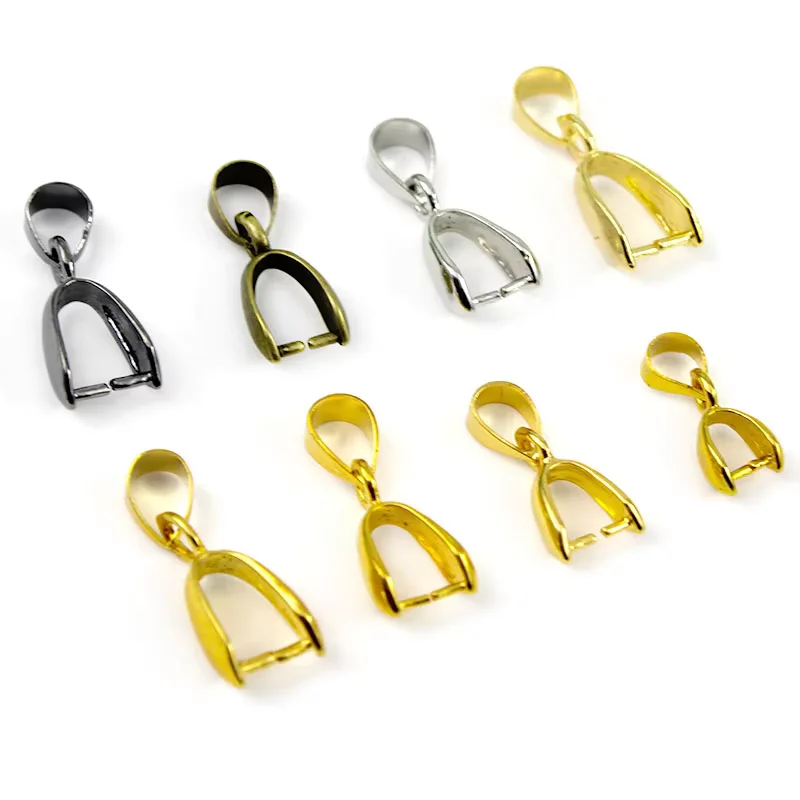 20Pcs Copper Gold Silver Plated Pendant Pinch Bail Clasps Necklace Hooks Clips Connector For DIY Jewelry Making Findings