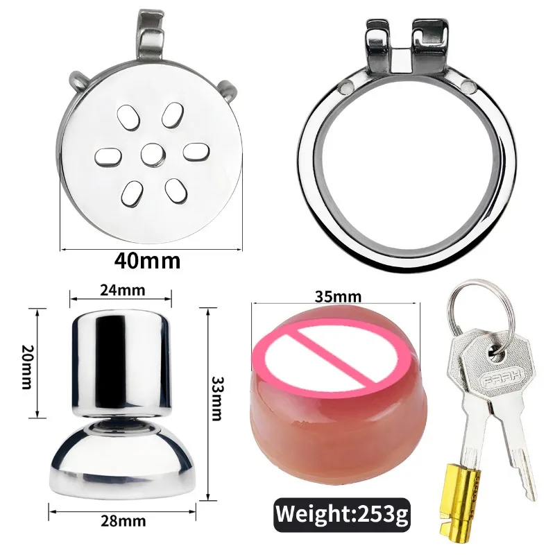 Colored Clitoral Head with Flat Stainless Steel Chastity Lock, Male Wearing Sex Products, Male Dressing Female False Vagina view 2