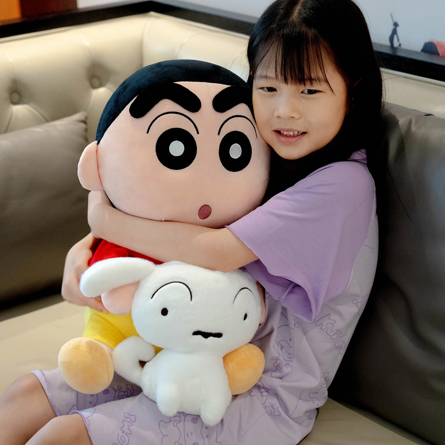 

original Crayon Shin-chan Hold Shiro Plush Toys Kawaii Soft Stuffed Dolls Girls Boys Birthday Christmas Gift Movie Plush Toys