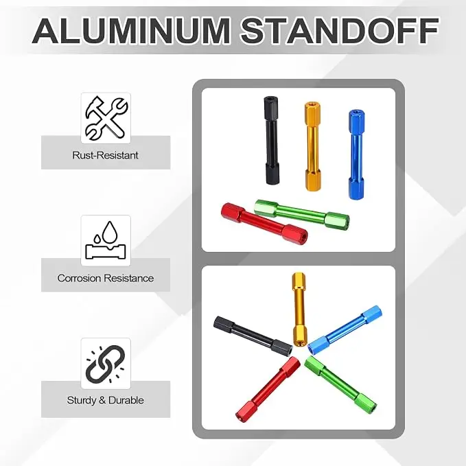 2Pcs M3x10~40mm Aluminum Alloy Double Hex Head Aluminum Post Colourful Aluminum Standoff for FPV Drone Racing Car Simracing