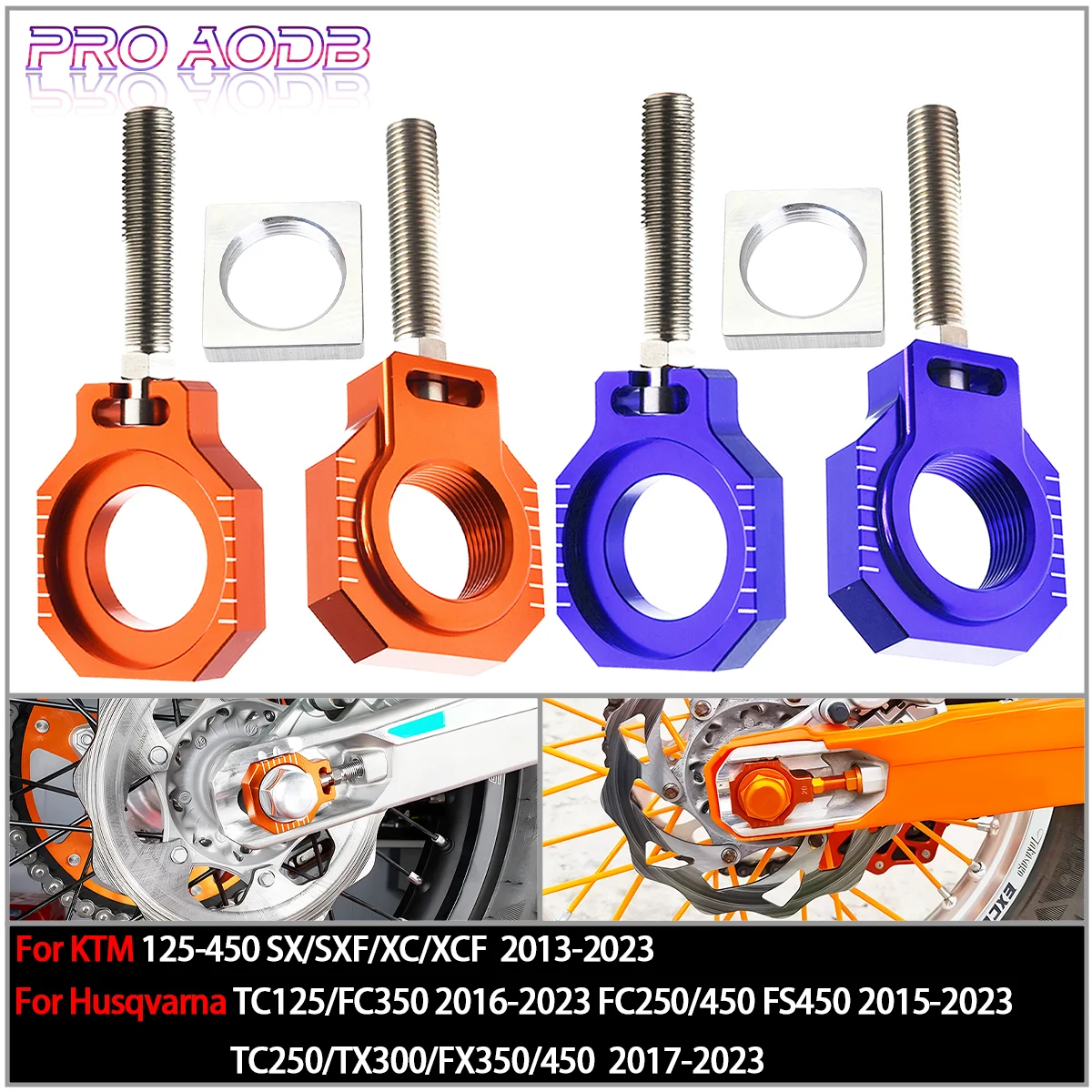 

CNC Billet 25mm Rear Axle Blocks Chain Adjuster For Husqvarna TC125 FC350 FC250 FC450 FS450 or KTM XC XCF SX SXF 2013-2020