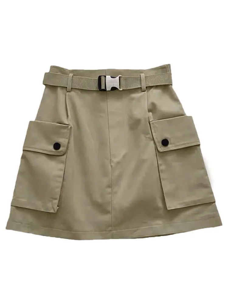 Cargo Riem Rokken Voor Vrouwen 2023 Koreaanse Stijl Zomer Mini Rokken Hoge Taille Y 2K Streetwear Zak Casual Rok