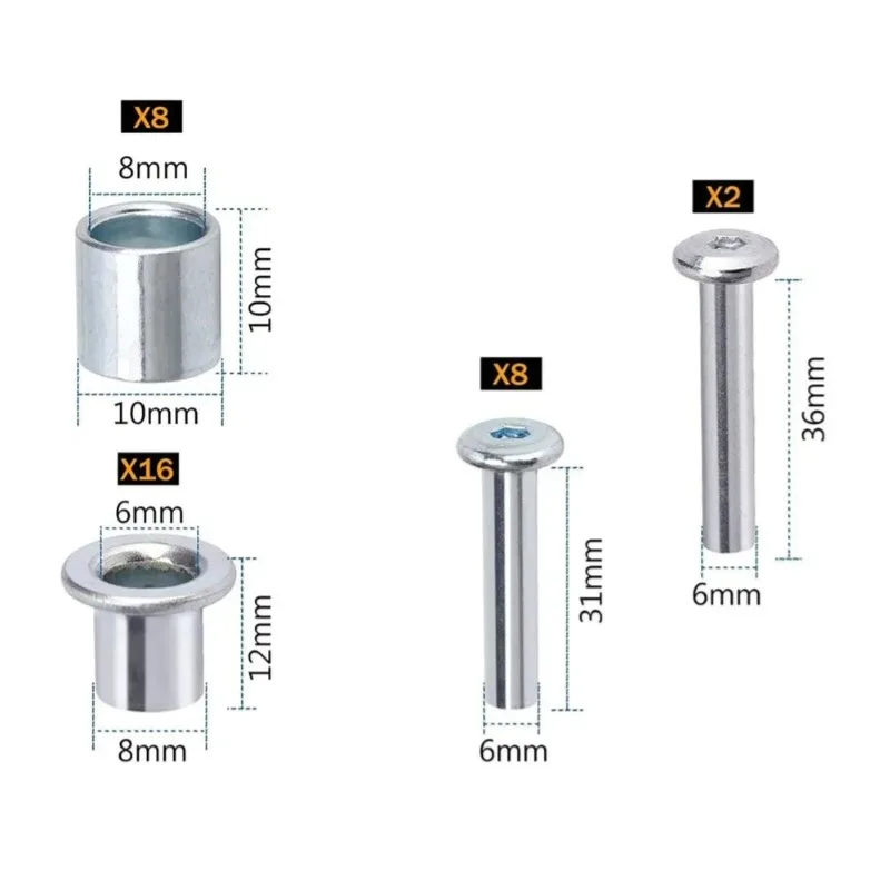 طقم محور زلاجات مضمنة 8 مم مع مجموعة سدادة جانبية لولبية وبديل عجلة تزلج فولاذية فاصل متدرج #3