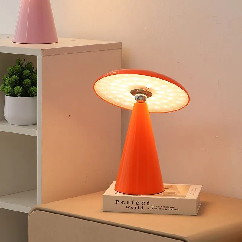Charging/power supply dual-purpose eye protection LED mushroom lamp, Ming and Qing classical simple bedroom bedside