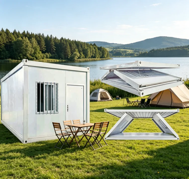 Casa Plegable de 20 pies para Alquiler, Negocio o Vivienda, Prefabricada y Portátil con Bajo Costo de Mantenimiento
