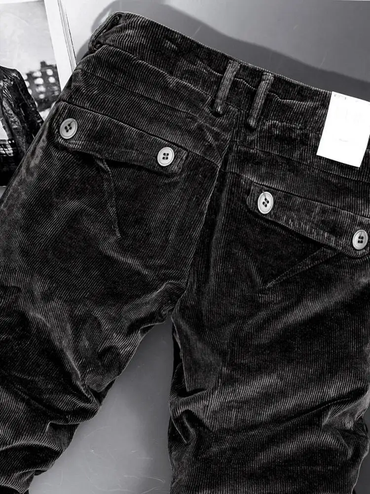 

Yezoe Men's Casual Pants Thiened Corduroy Loose Straight Leg Faion Brand Autumn Winter New Sle Cotton Polyester Blend