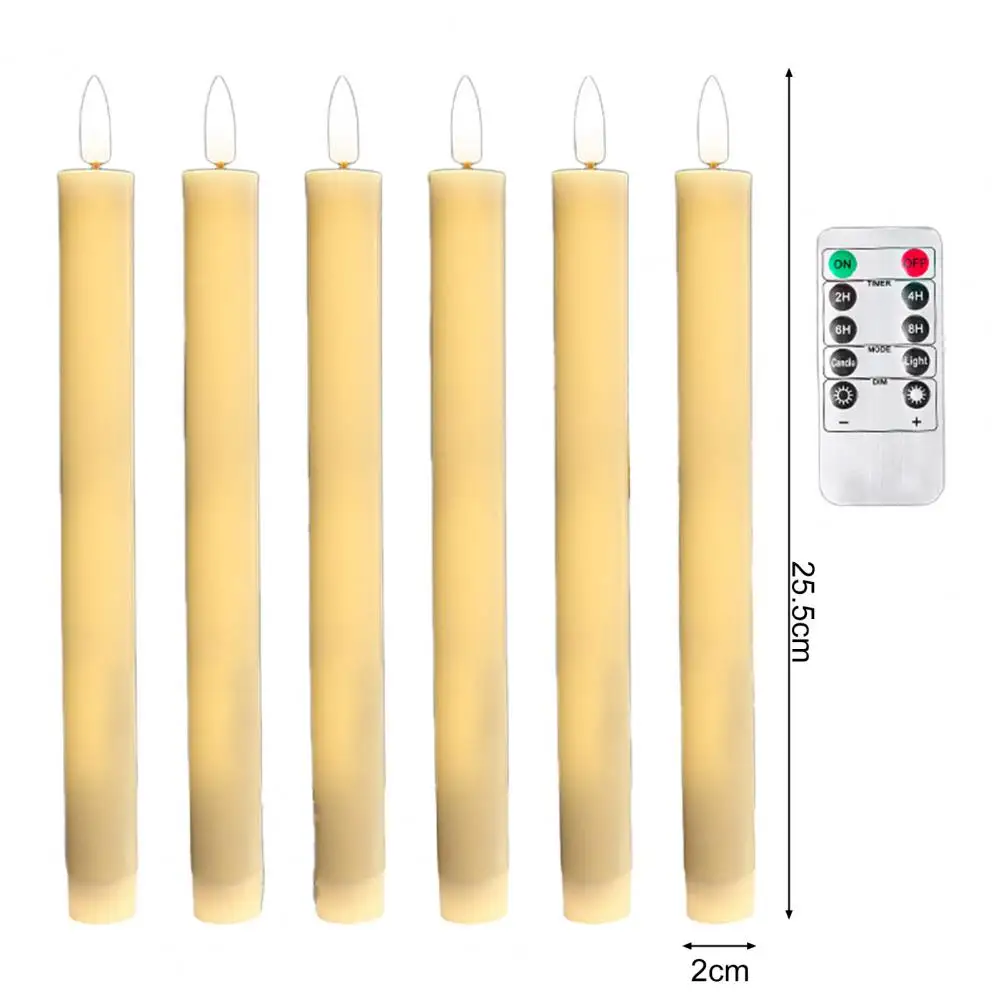 Smokeless Tearless Candles 6pcs Flameless Taper Candles with Remote Control Dripless Battery Operated Led Window for Wedding
