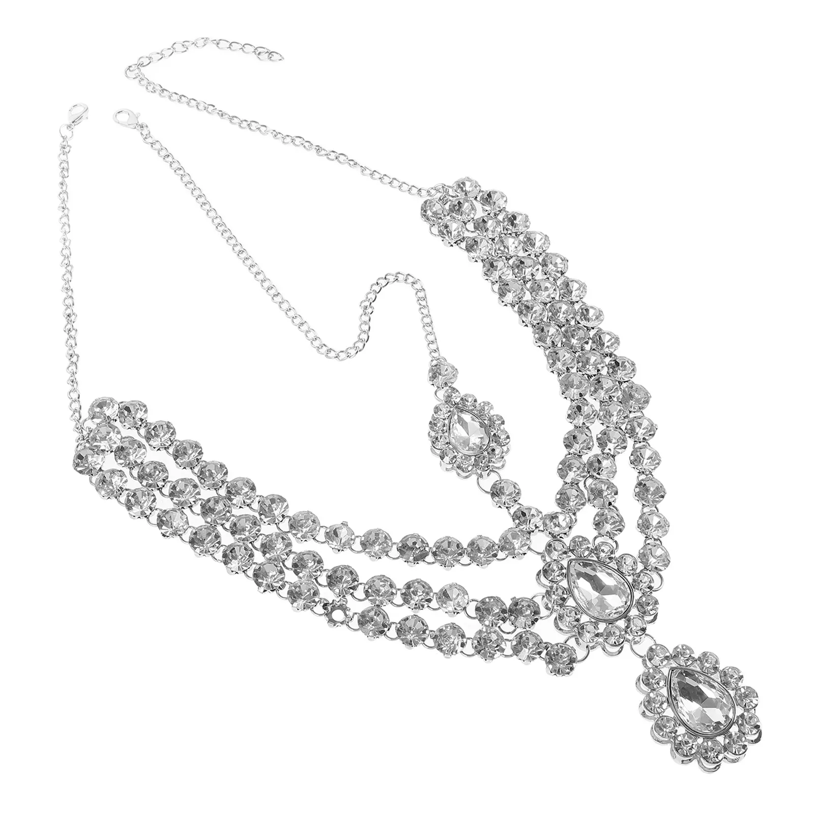 

Rhinestone Head Chain Silver Hair Accessories Forehead Jewelry Headpiece Women Multi Layer Design Shining Eye catching