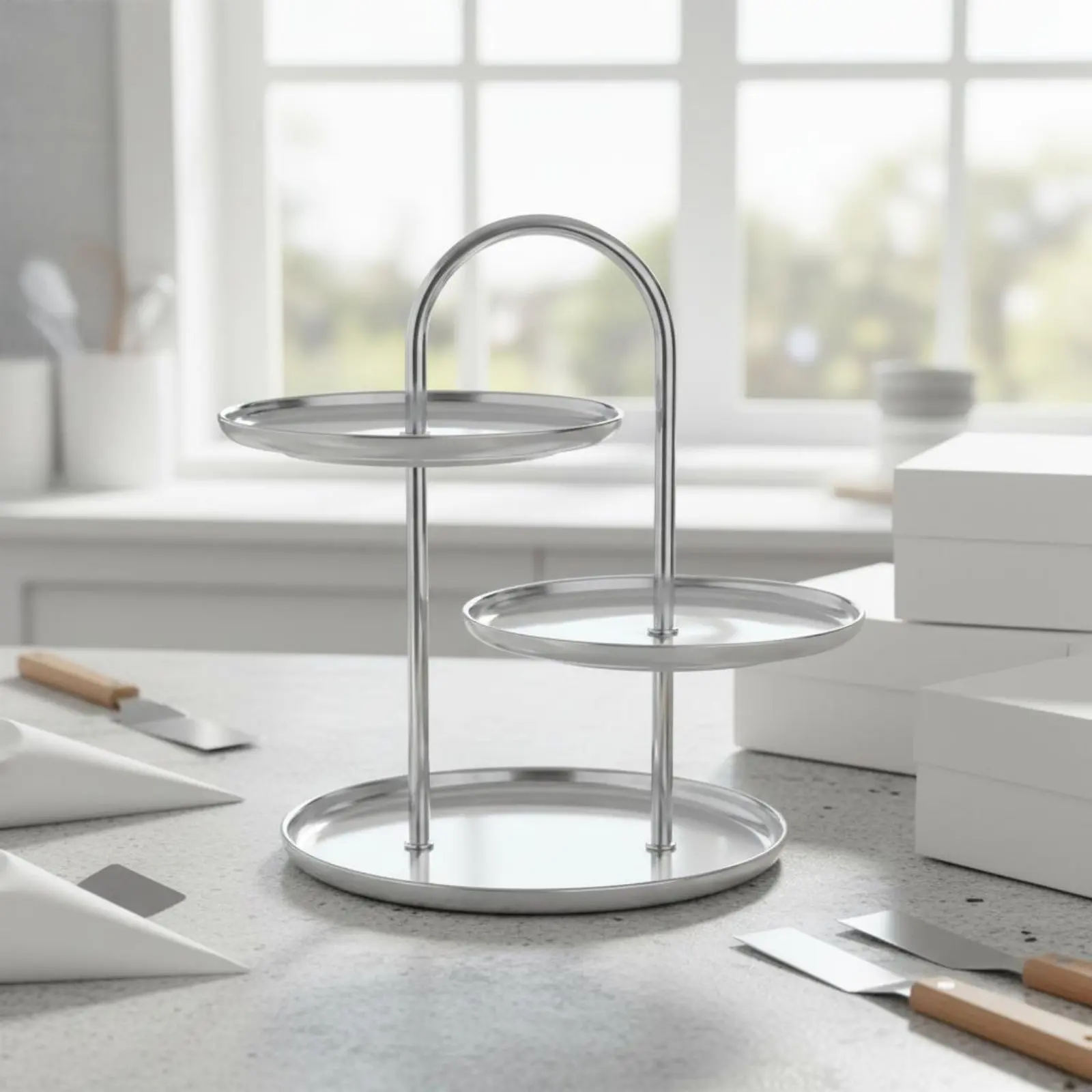 3-Tier Dessert Stand Multi-Tier Storage Tiered Serving Tray Ceramic Cupcake Holder Elegant Luxury Style Servingware Easy To - view 4