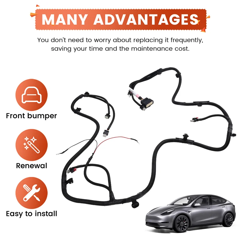 ل تسلا نموذج Y 2020-2024 المصد الأمامي الأسلاك تسخير دون أضواء الضباب 1489045-01-D