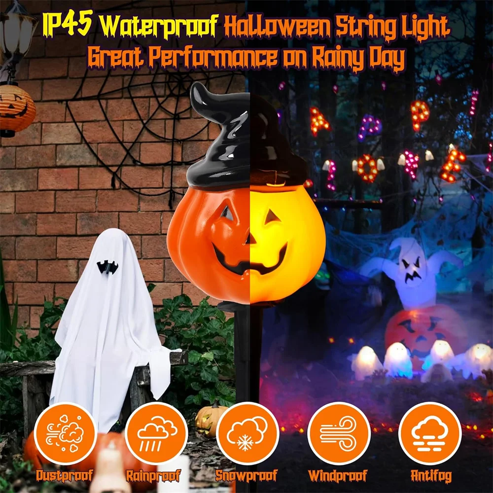 Imagem -04 - Halloween Hat Pumpkin Stakes Lights para Outdoor Driveway Walkway Garden Lawn Decor Lanternas Cordas para Holiday Party 641