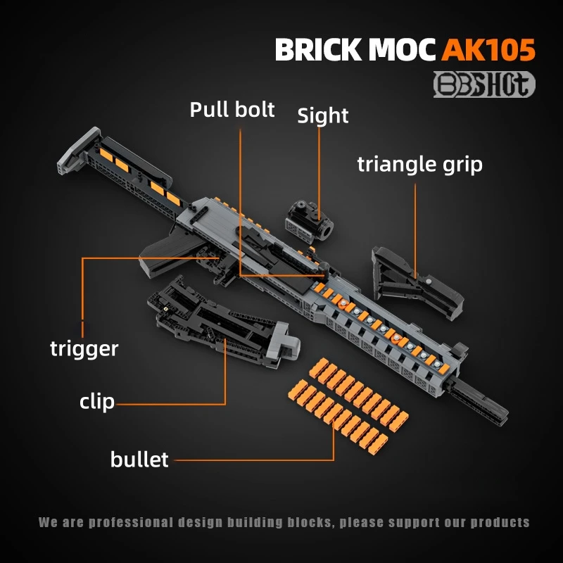 Moc AK105 Csgo Gun Assembly Shootable Block Toys Military Series Boys' High Difficulty Giant Call of Duty Bricks Children's Toys