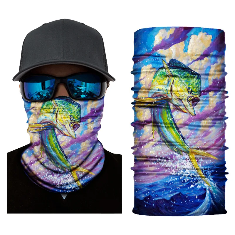 Fish Animal Design Neck Scarf Seamless Bandanas for Women Men Outdoor Fishing Runing Cycling Headwrap Face Mask Neck Gaiter