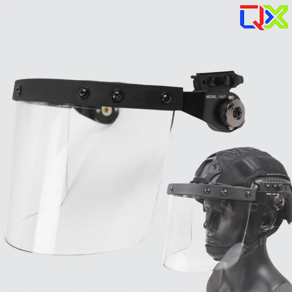 QX Tactical V50 Anti Riot Shield Face Mask High Strength PC Visor Impact Resistant Stainless Steel Frame Protective Gear