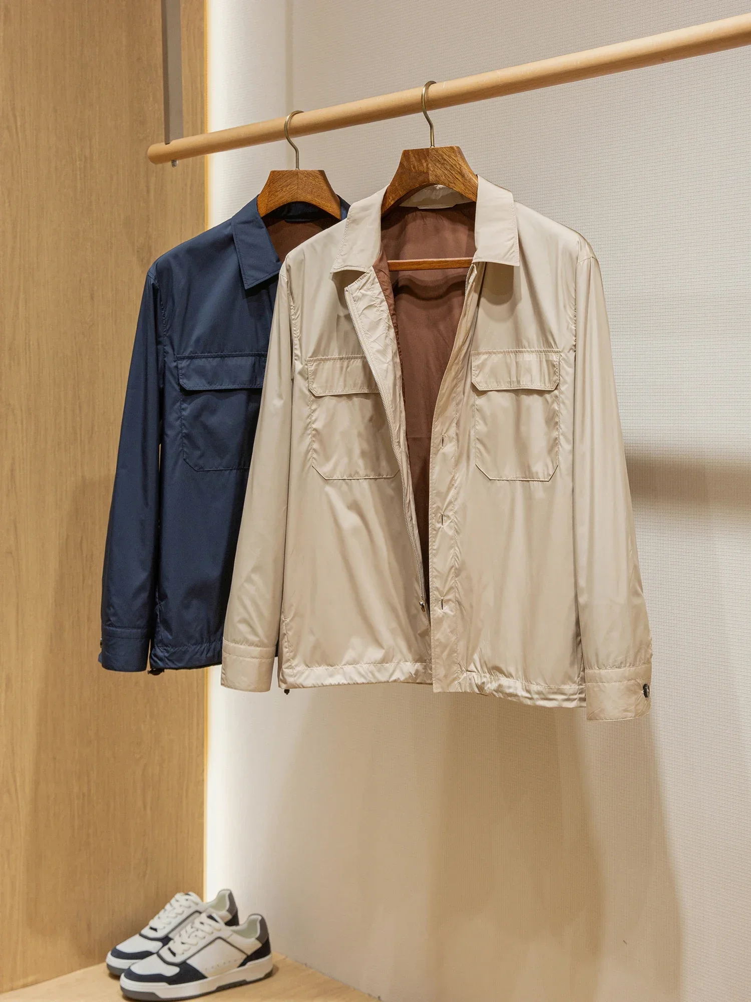 

LP waterproof fabric 30D Chunya spinning men's thin casual lapel jacket