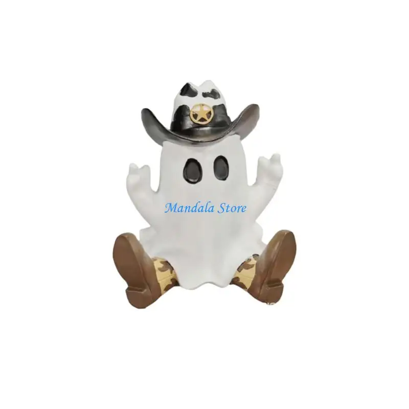 

U2JC Funny Specter Tabletop Decoration Halloween Cowboy Specter Statue for Party Home
