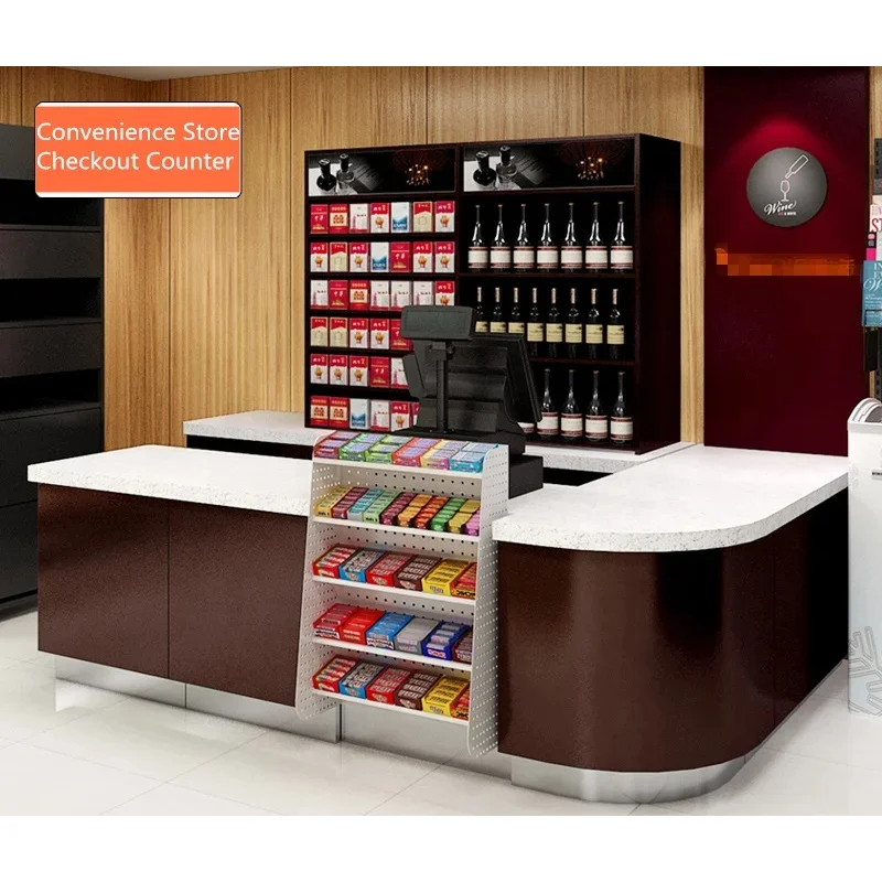 custom.Modern Wooden New Design Retail Cash Counter Grocery