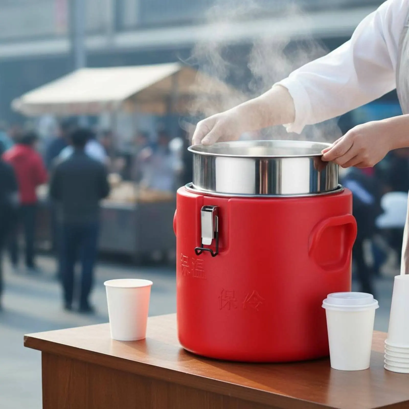 

Insulated Food Container Temperature Retention Insulated Food Barrel Business Soup Container PU Foam Insulation for Canteens
